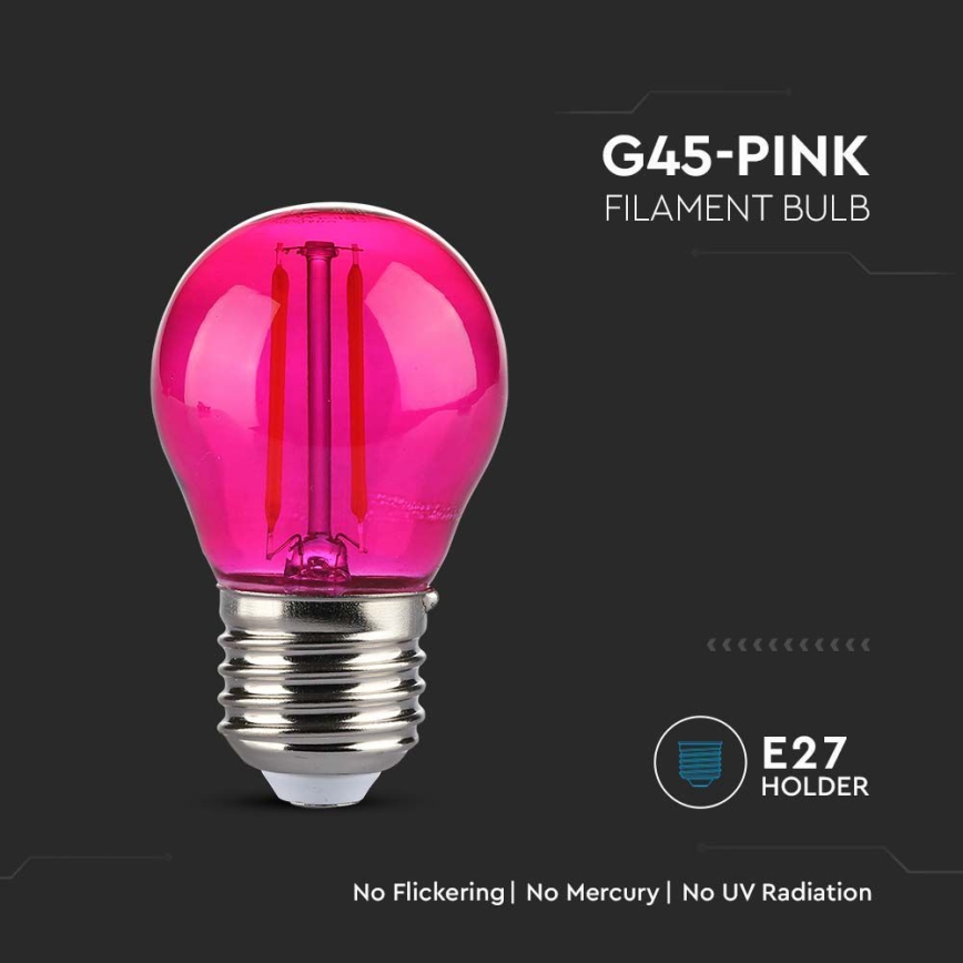 LED Żarówka FILAMENT G45 E27/2W/230V różowa