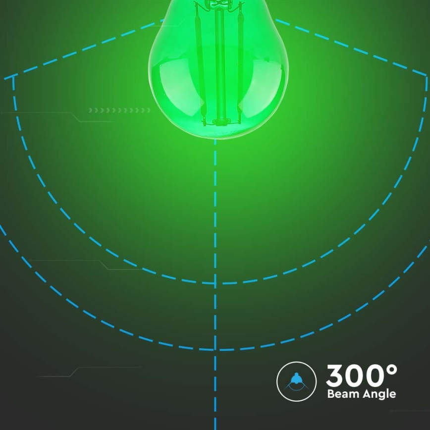 LED Żarówka FILAMENT G45 E27/2W/230V zielona