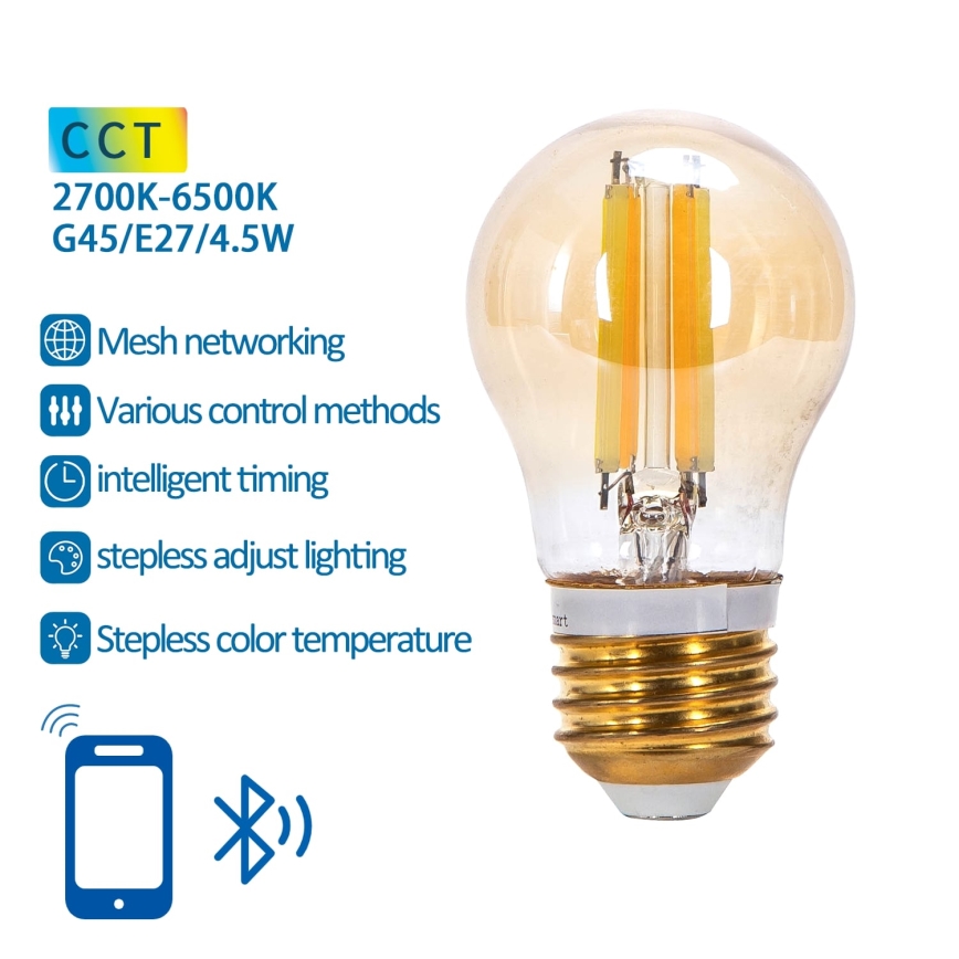 LED Żarówka ściemnialna FILAMENT MESH Smart G45 E27/4,5W/230V 2700-6500K - Aigostar