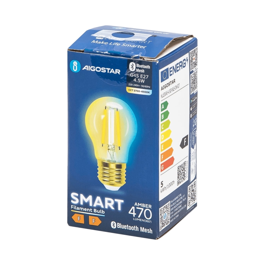 LED Żarówka ściemnialna FILAMENT MESH Smart G45 E27/4,5W/230V 2700-6500K - Aigostar