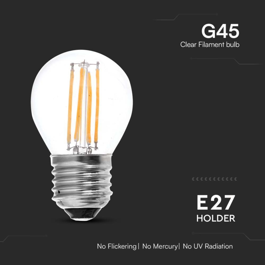 LED Żarówka FILAMENT G45 E27/6W/230V 4000K