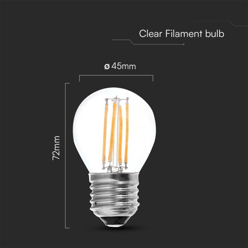 LED Żarówka FILAMENT G45 E27/6W/230V 4000K