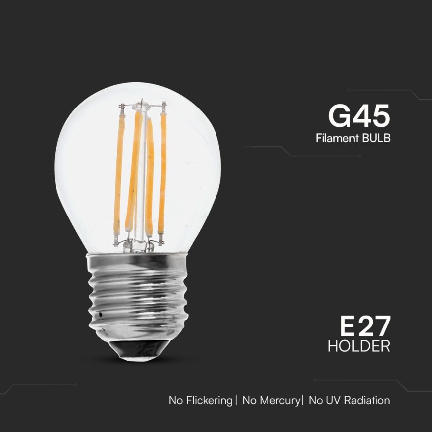 LED Żarówka FILAMENT G45 E27/6W/230V 6500K