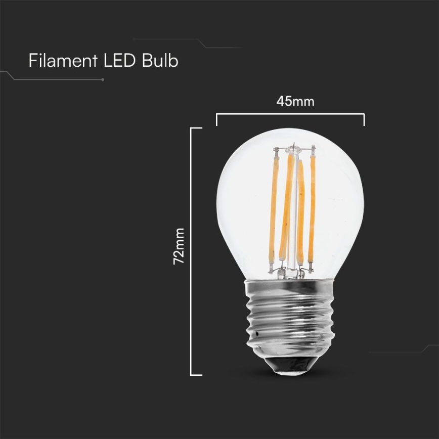LED Żarówka FILAMENT G45 E27/6W/230V 6500K