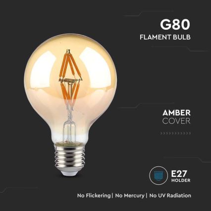 LED Żarówka FILAMENT G80 E27/4W/230V 2200K