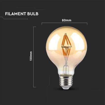 LED Żarówka FILAMENT G80 E27/4W/230V 2200K