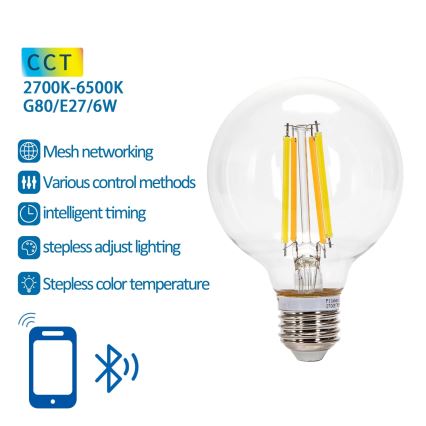 LED Żarówka FILAMENT G80 E27/6W/230V 2700-6500K - Aigostar