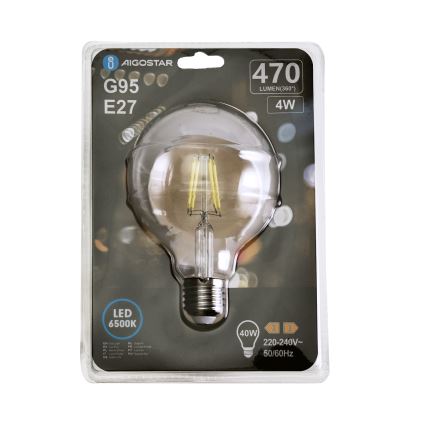 LED Żarówka FILAMENT G95 E27/4W/230V 6500K - Aigostar