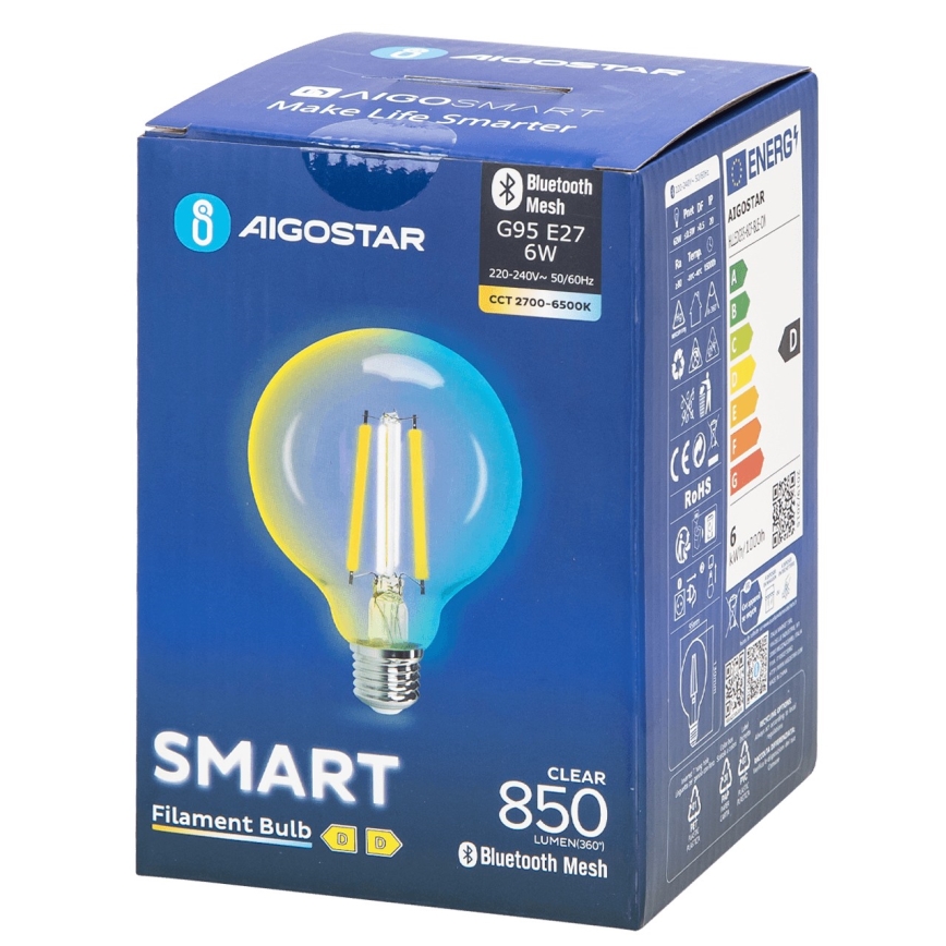 LED Żarówka ściemnialna FILAMENT MESH Smart G95 E27/6W/230V 2700-6500K - Aigostar