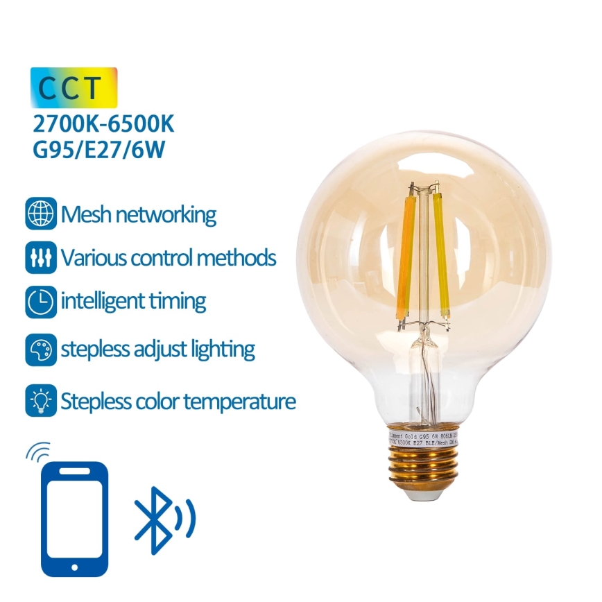 LED Żarówka ściemnialna FILAMENT MESH Smart G95 E27/6W/230V 2700-6500K - Aigostar