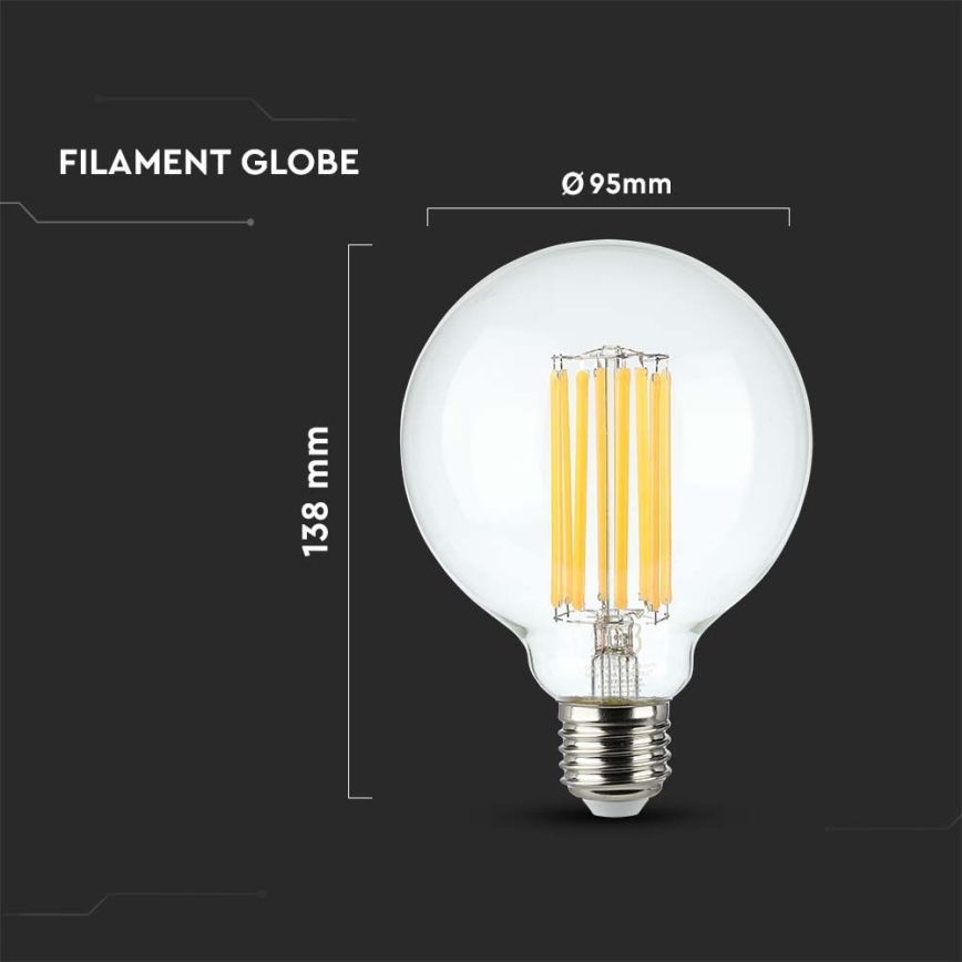 LED Żarówka FILAMENT G95 E27/6W/230V 3000K