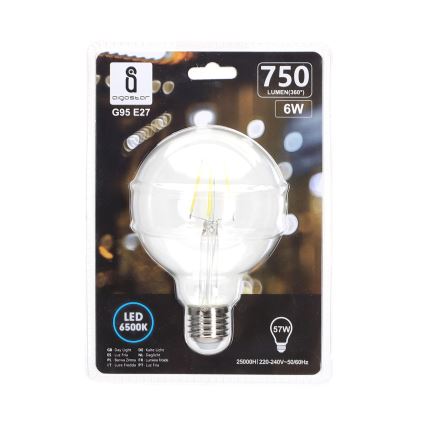 LED Żarówka FILAMENT G95 E27/6W/230V 6500K - Aigostar