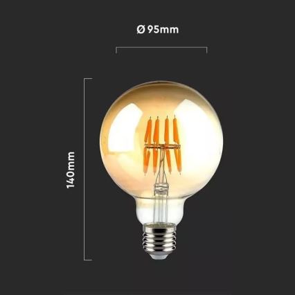 LED Żarówka FILAMENT G95 E27/8W/230V 2200K