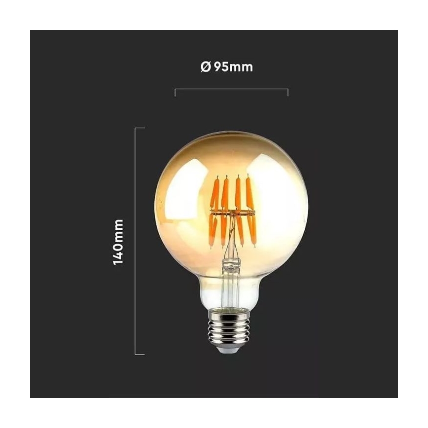 LED Żarówka FILAMENT G95 E27/8W/230V 2200K