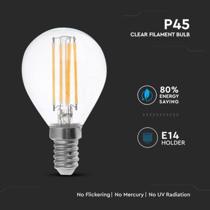 LED Żarówka FILAMENT P45 E14/4W/230V 4000K