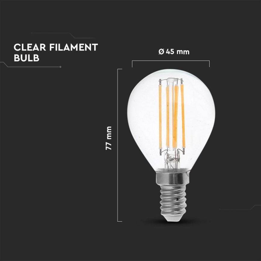 LED Żarówka FILAMENT P45 E14/4W/230V 4000K