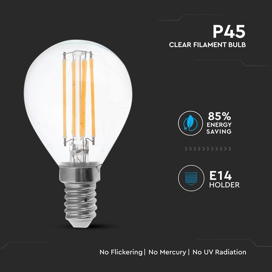 LED Żarówka FILAMENT P45 E14/6W/230V 2700K