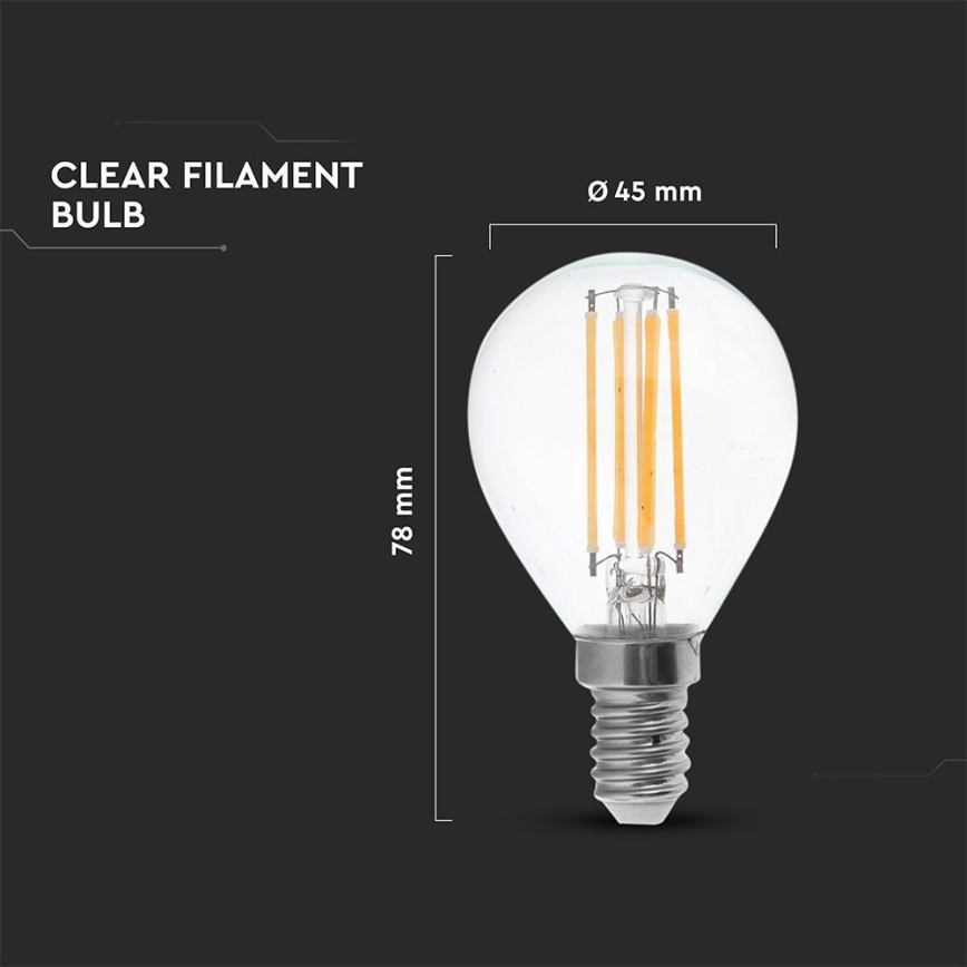 LED Żarówka FILAMENT P45 E14/6W/230V 2700K
