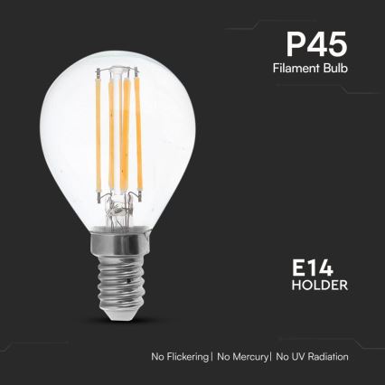 LED Żarówka FILAMENT P45 E14/6W/230V 4000K