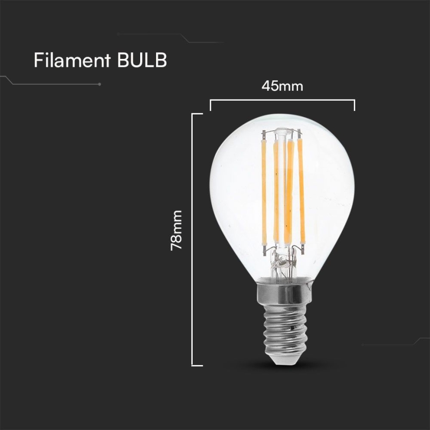 LED Żarówka FILAMENT P45 E14/6W/230V 4000K