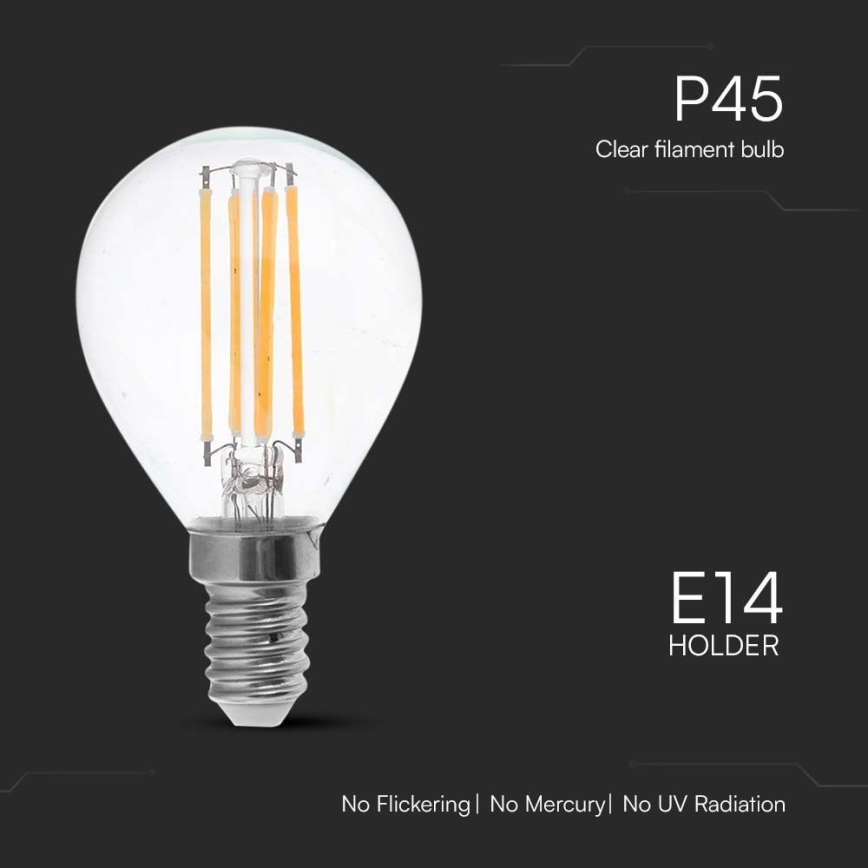 LED Żarówka FILAMENT P45 E14/6W/230V 6500K
