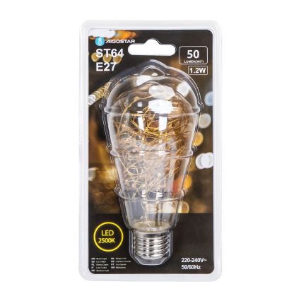 LED Żarówka FILAMENT ST64 E27/1,2W/230V 2500K - Aigostar