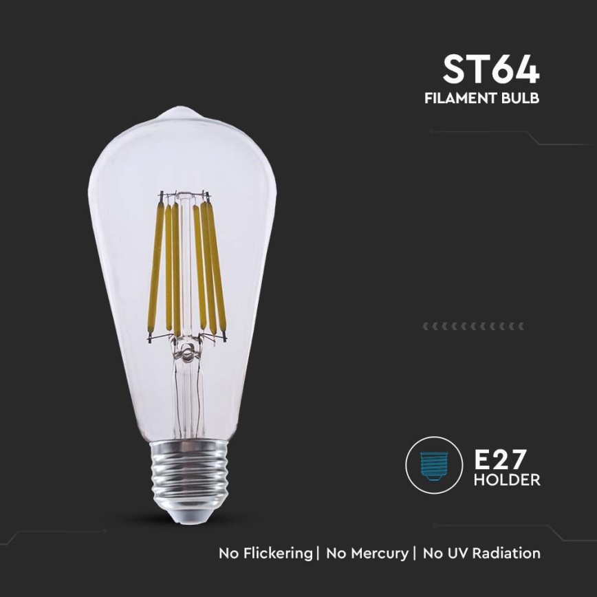 LED Żarówka FILAMENT ST64 E27/4W/230V 3000K