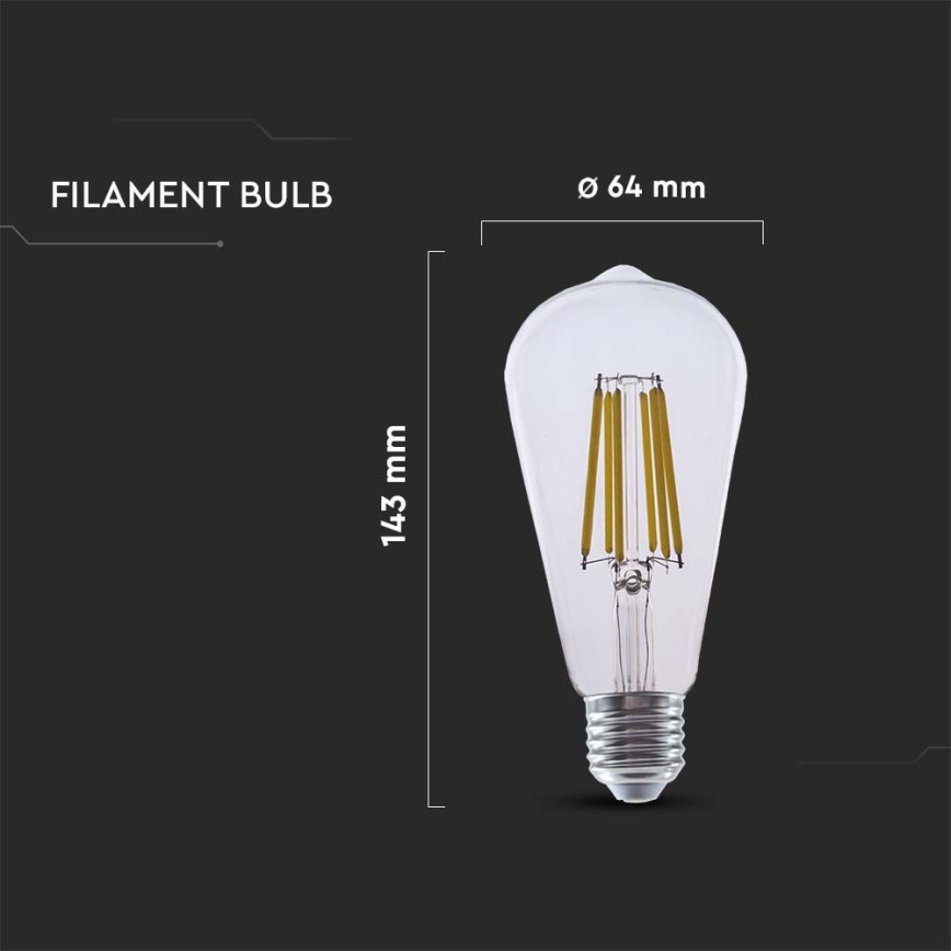 LED Żarówka FILAMENT ST64 E27/4W/230V 3000K