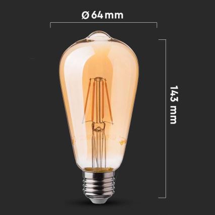 LED Żarówka FILAMENT ST64 E27/6W/230V 2200K