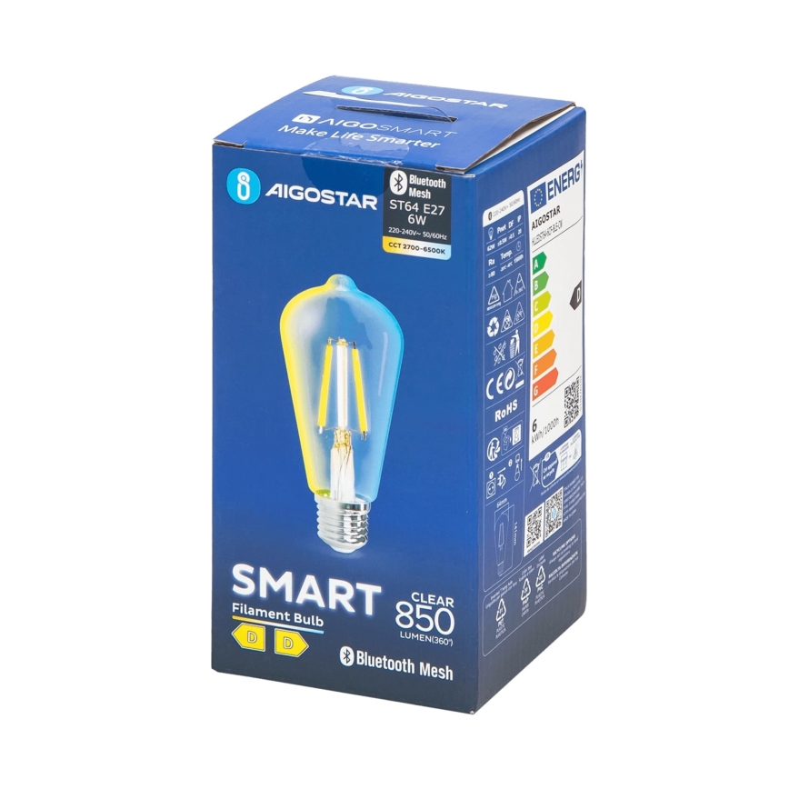 LED Żarówka ściemnialna FILAMENT MESH Smart ST64 E27/6W/230V 2700-6500K - Aigostar
