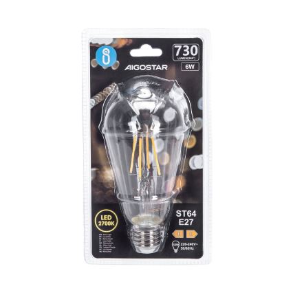 LED Żarówka FILAMENT ST64 E27/6W/230V 2700K - Aigostar