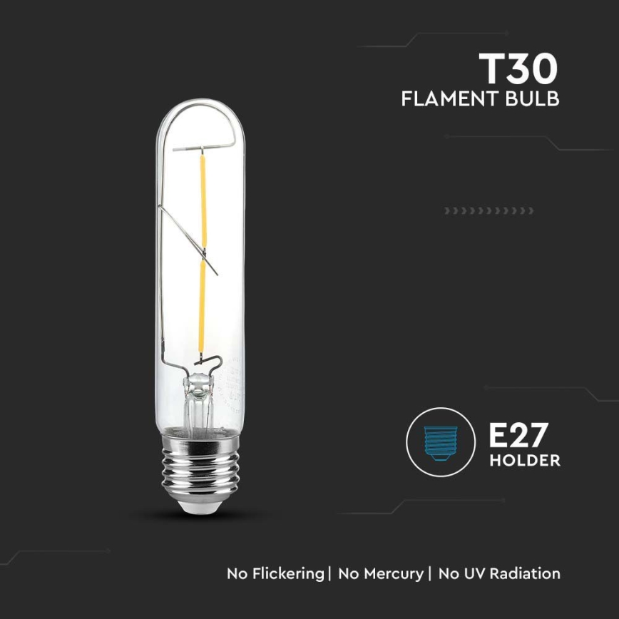 LED Żarówka FILAMENT T30 E27/2W/230V 3000K