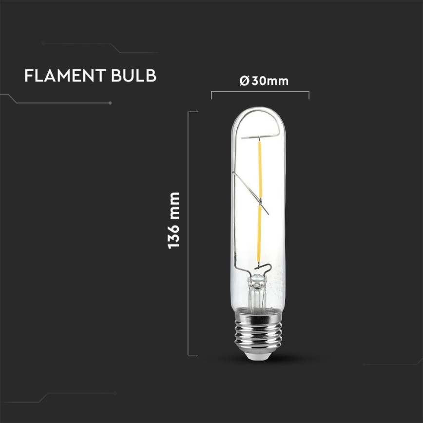 LED Żarówka FILAMENT T30 E27/2W/230V 3000K