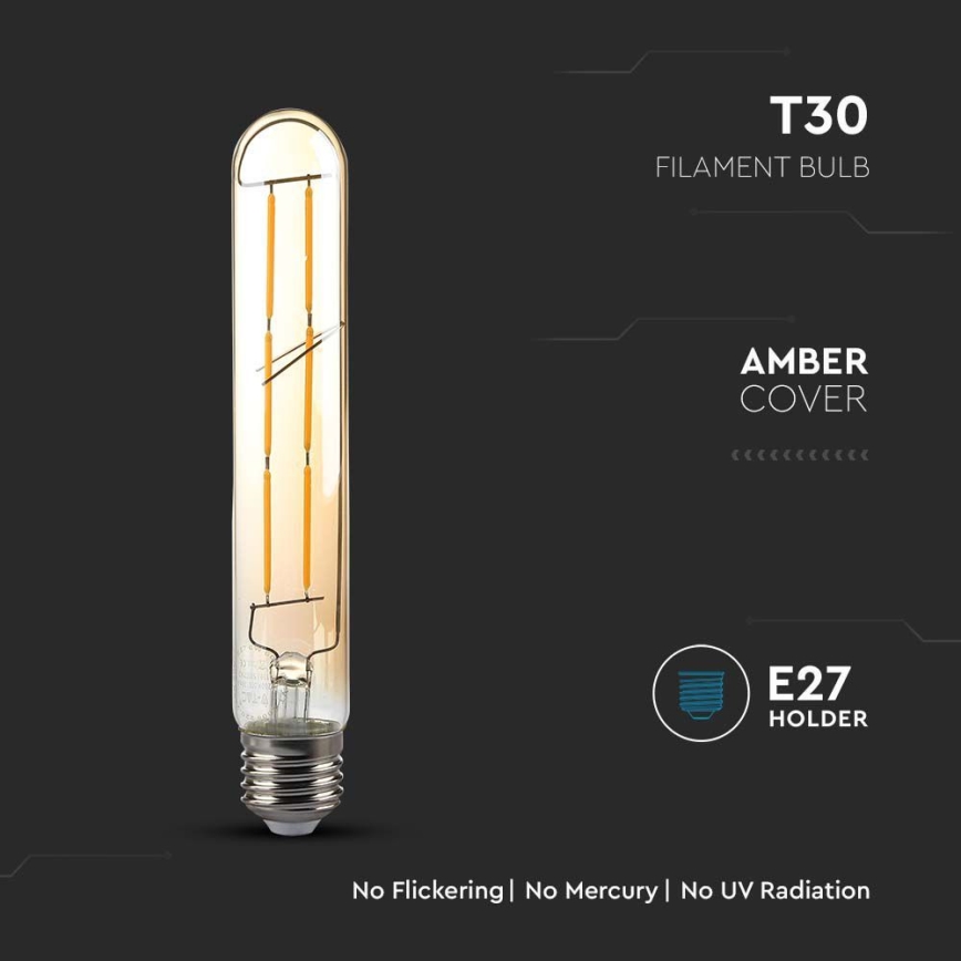 LED Żarówka FILAMENT T30 E27/6W/230V 2200K