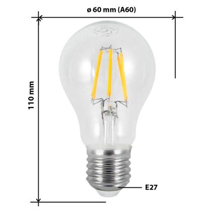 LED Żarówka FILAMENT VINTAGE A60 E27/7W/230V 2700K