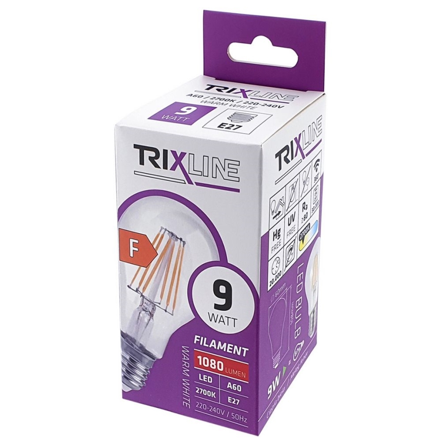 LED Żarówka FILAMENT VINTAGE A60 E27/9W/230V 2700K