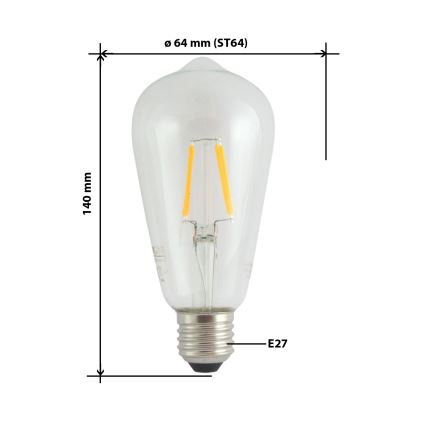 LED Żarówka FILAMENT VINTAGE ST64 E27/4W/230V 2700K