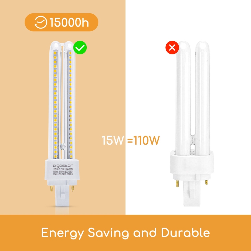 LED Żarówka G24D-3/15W/230V 4000K - Aigostar