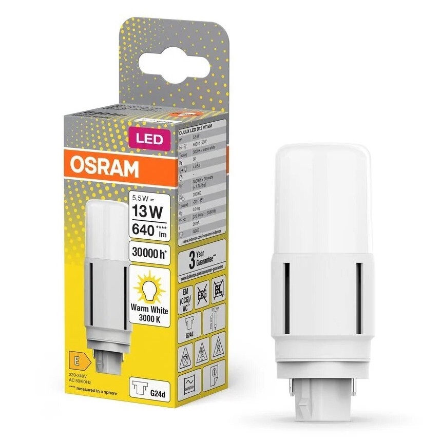 LED Żarówka G24d/5,5W/230V 3000K - Osram