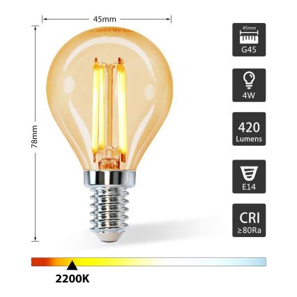 LED Żarówka G45 E14/4W/230V 2200K - Aigostar