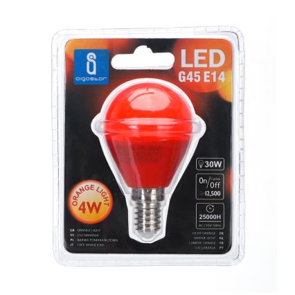 LED Żarówka G45 E14/4W/230V pomarańczowa - Aigostar