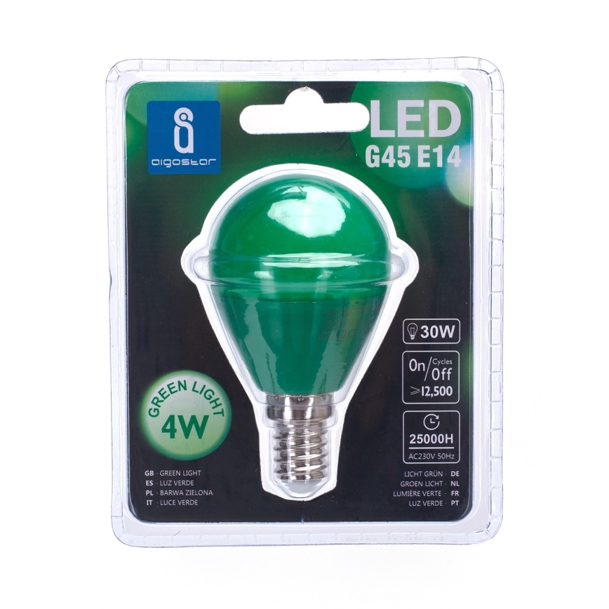 LED Żarówka G45 E14/4W/230V zielona - Aigostar