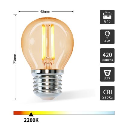 LED Żarówka G45 E27/4W/230V 2200K - Aigostar