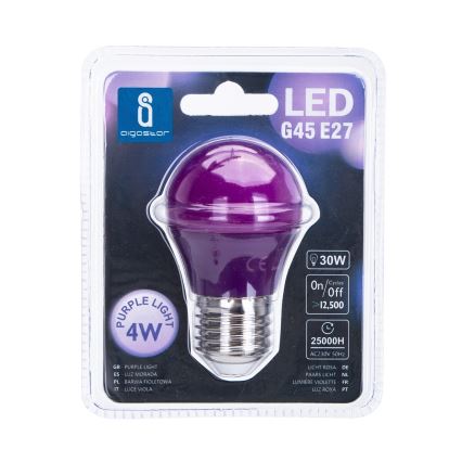 LED Żarówka G45 E27/4W/230V filoetowa - Aigostar