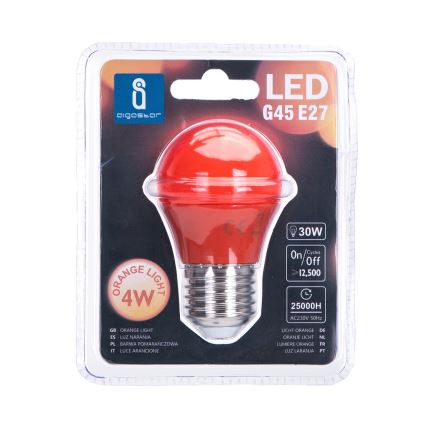 LED Żarówka G45 E27/4W/230V pomarańczowa - Aigostar