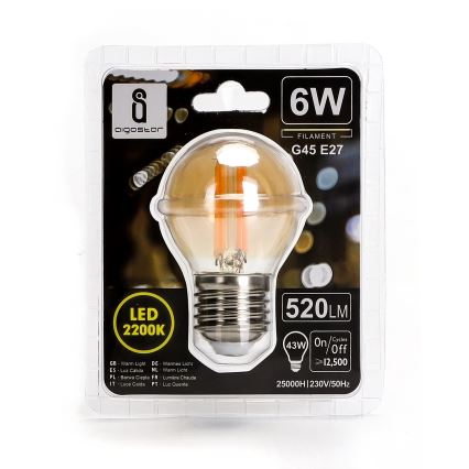 LED Żarówka G45 E27/6W/230V 2200K - Aigostar