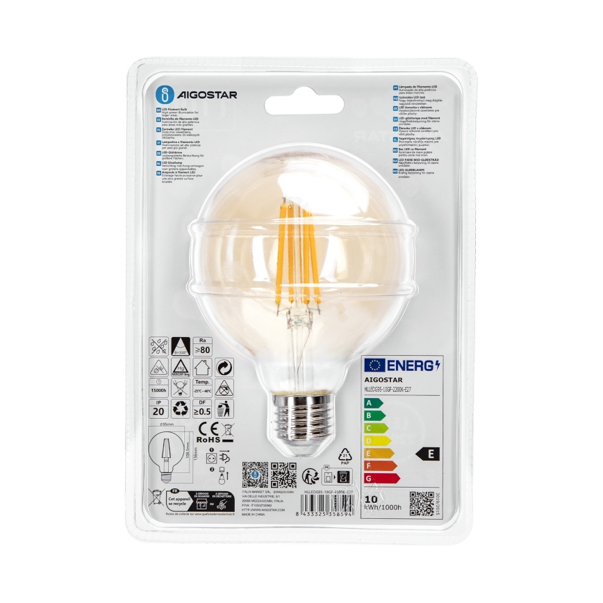 LED Żarówka G95 E27/10W/230V 2200K - Aigostar
