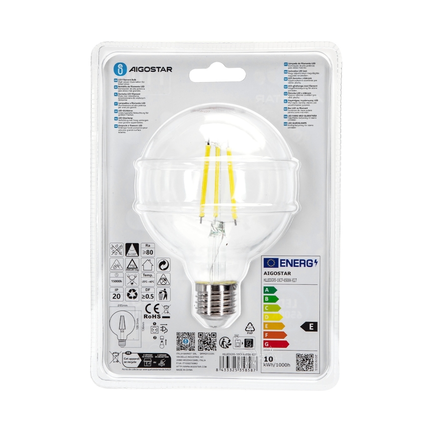 LED Żarówka G95 E27/10W/230V 6500K - Aigostar