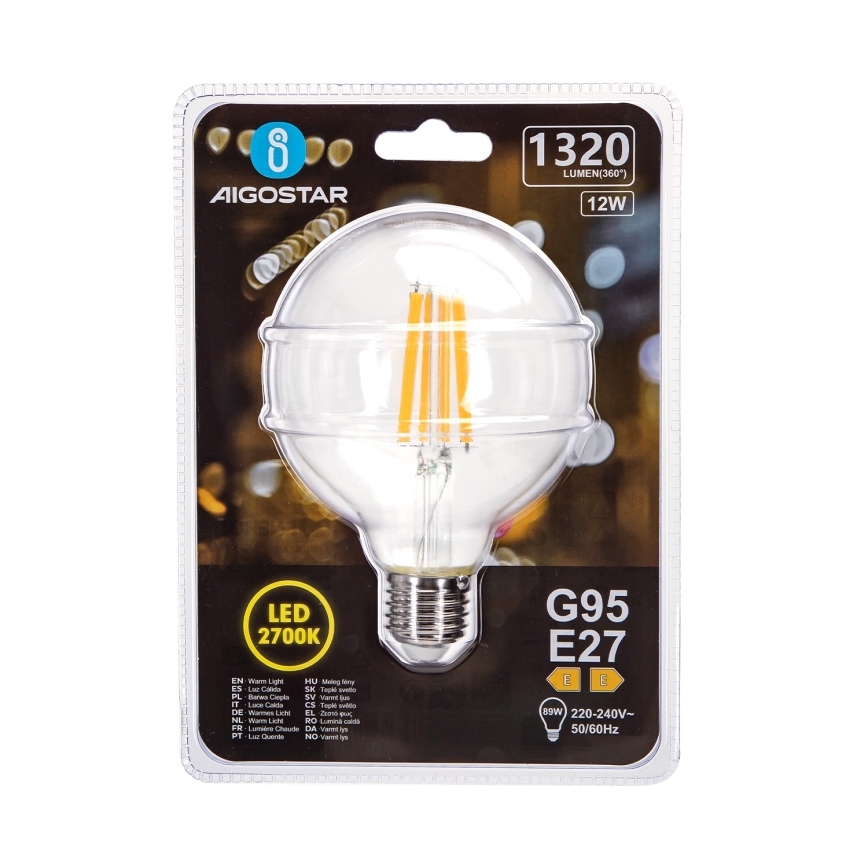 LED Żarówka G95 E27/12W/230V 2700K - Aigostar