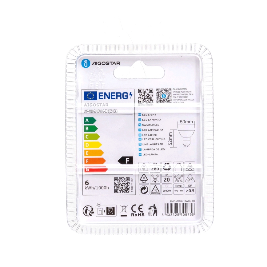 LED Żarówka GU10/6W/230V 6500K - Aigostar